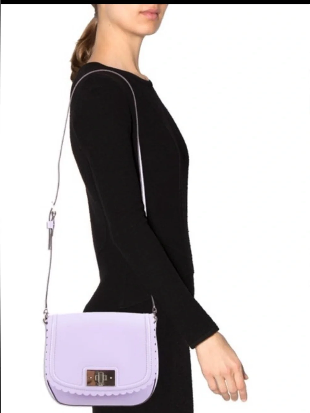 KATE SPADE NY LILAC ROAD SETH SMOOTH LEATHER SCALLOPED ADJUSTABLE CROSSBODY BAG